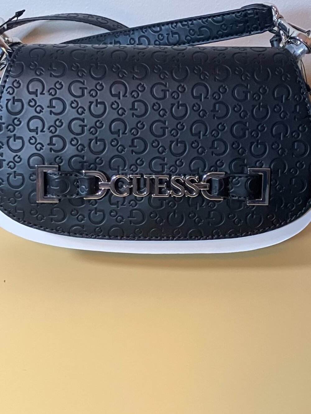 Guess Black Earlington Mini Logo Embosed Flap Crossbody (NWT)